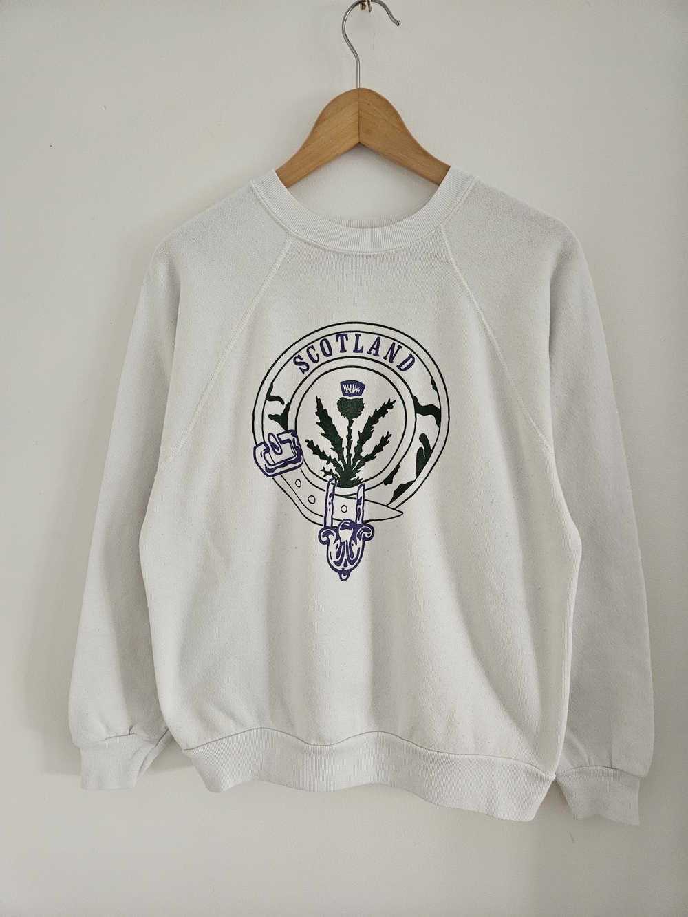 Vintage 80s Scotland Crest Graphic Crewneck Sweatshirt Mens Large